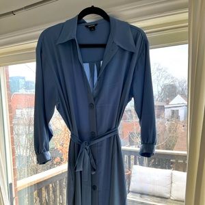 Monki Cap-sleeve periwinkle midi dress, size M